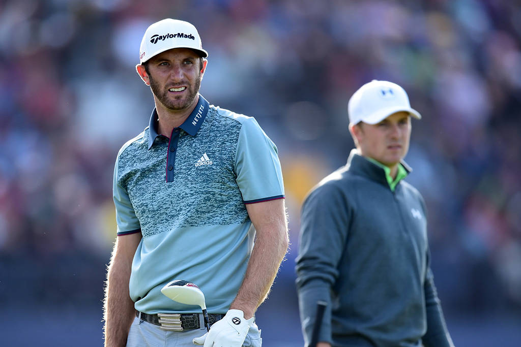 Dustin Johnson and Jordan Spieth on day three of The 144th Open at St Andrews